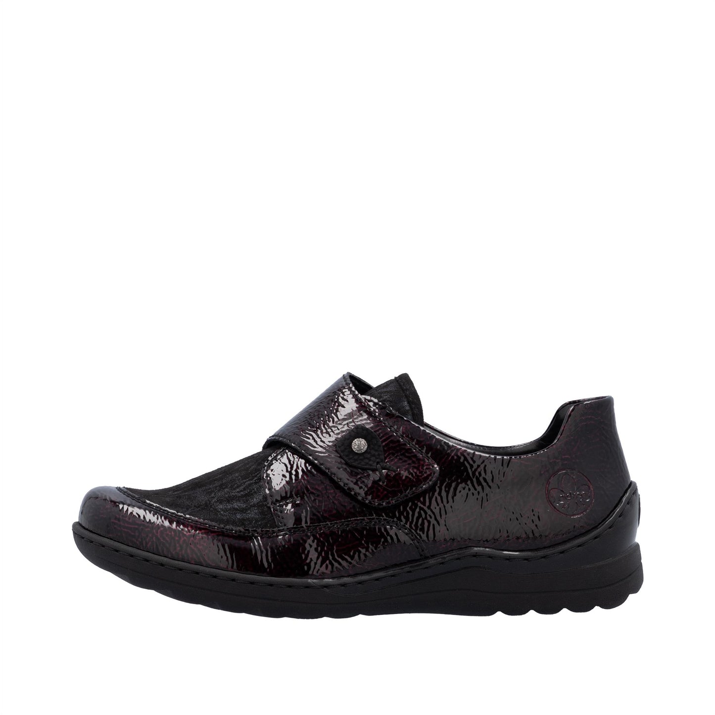 Rieker Womens 48951-35 Bordeaux Patent Extra Wide Adjustable Slip On Shoes