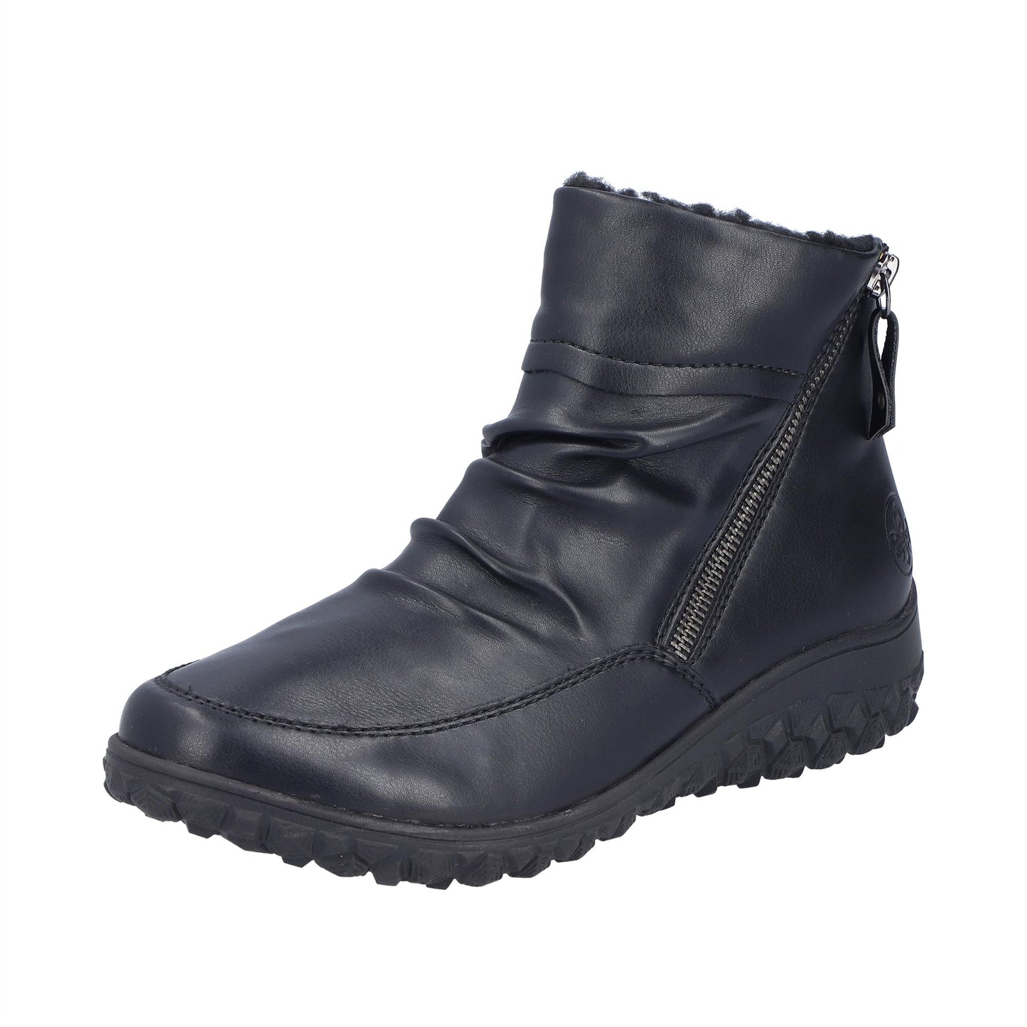 Rieker Womens 59585-01 Black Fleece Lined Ankle Boots