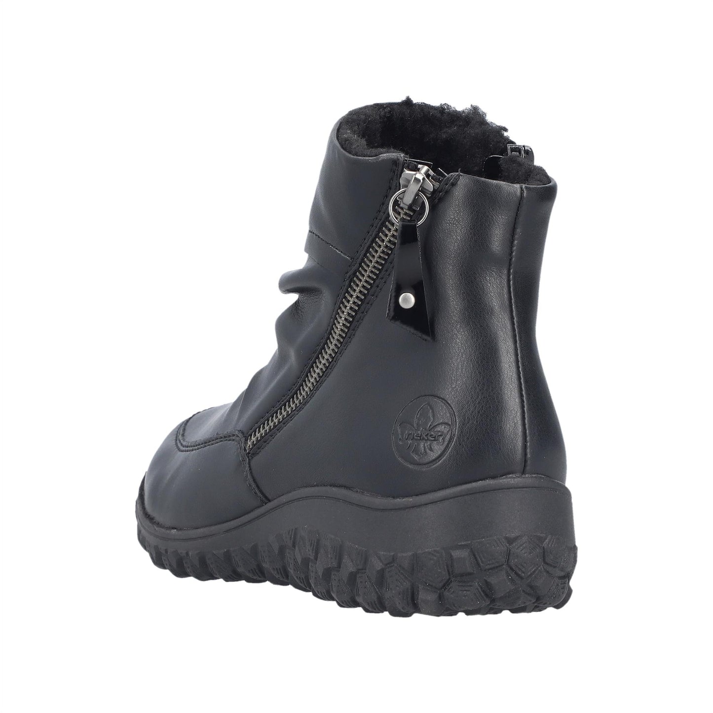 Rieker Womens 59585-01 Black Fleece Lined Ankle Boots
