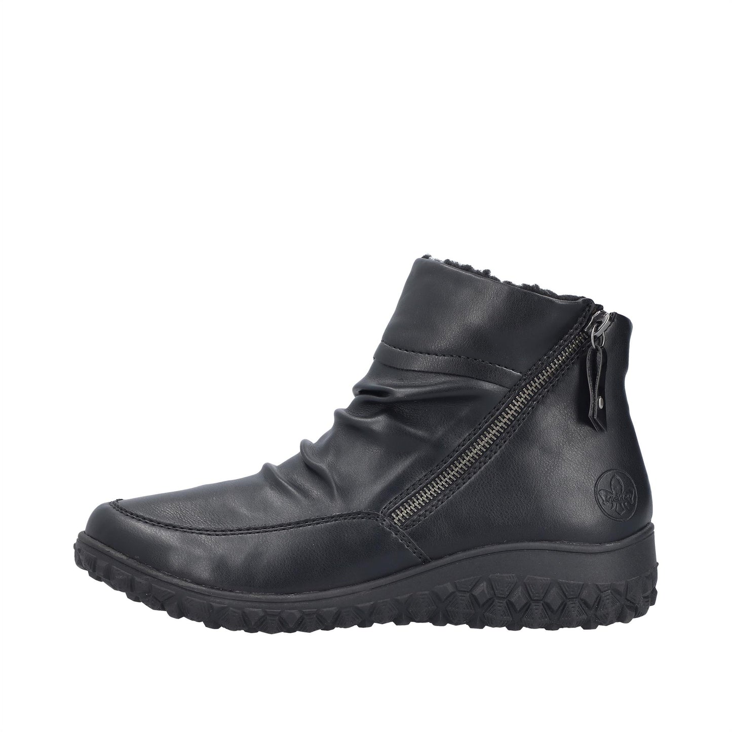 Rieker Womens 59585-01 Black Fleece Lined Ankle Boots