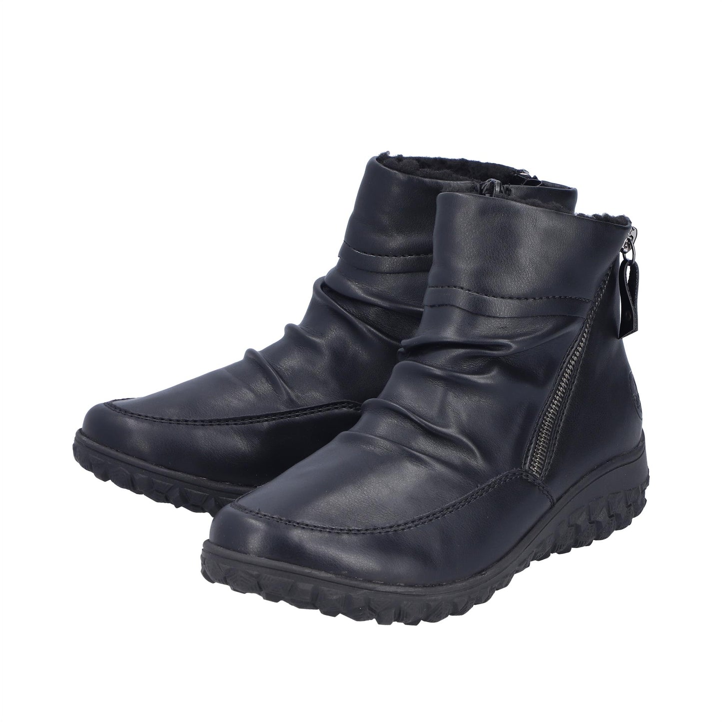 Rieker Womens 59585-01 Black Fleece Lined Ankle Boots