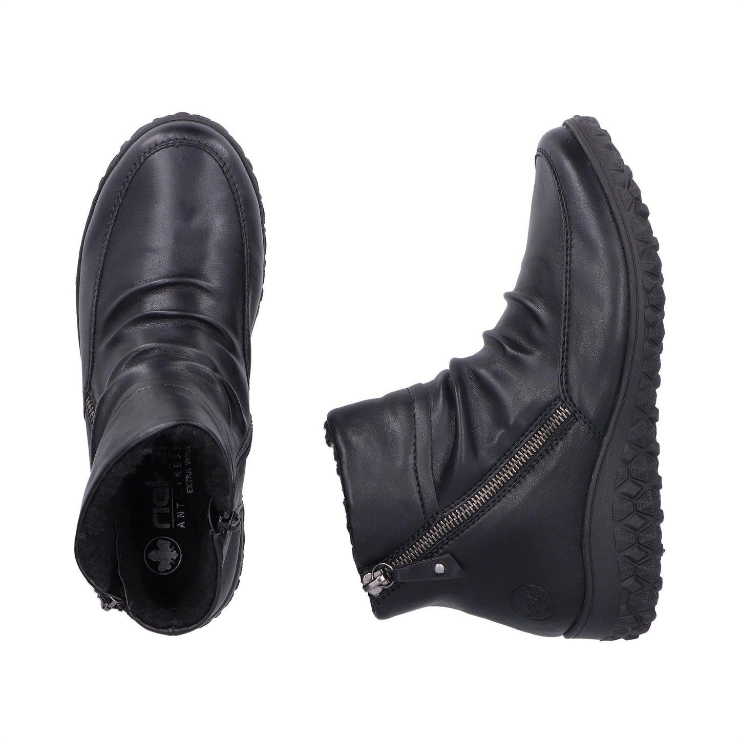 Rieker Womens 59585-01 Black Fleece Lined Ankle Boots