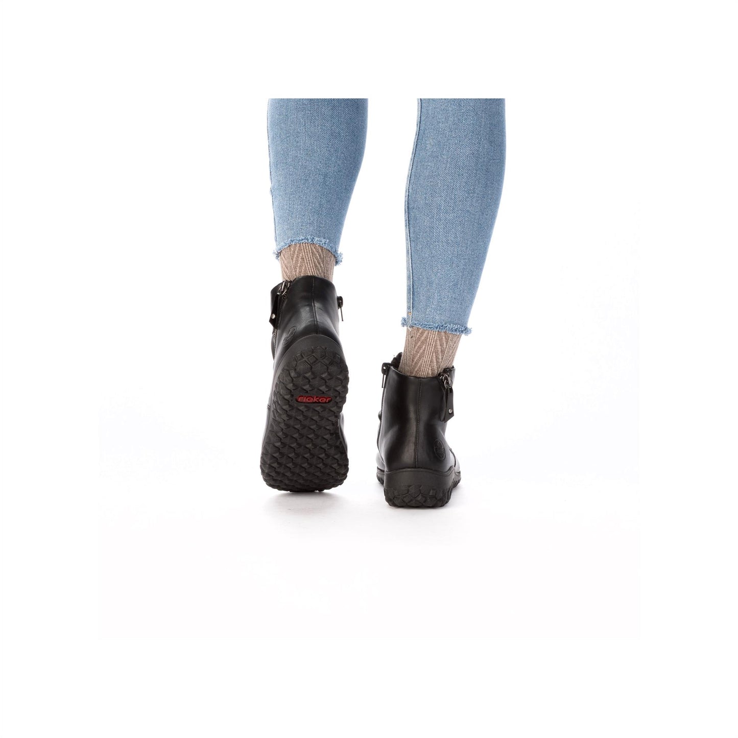 Rieker Womens 59585-01 Black Fleece Lined Ankle Boots