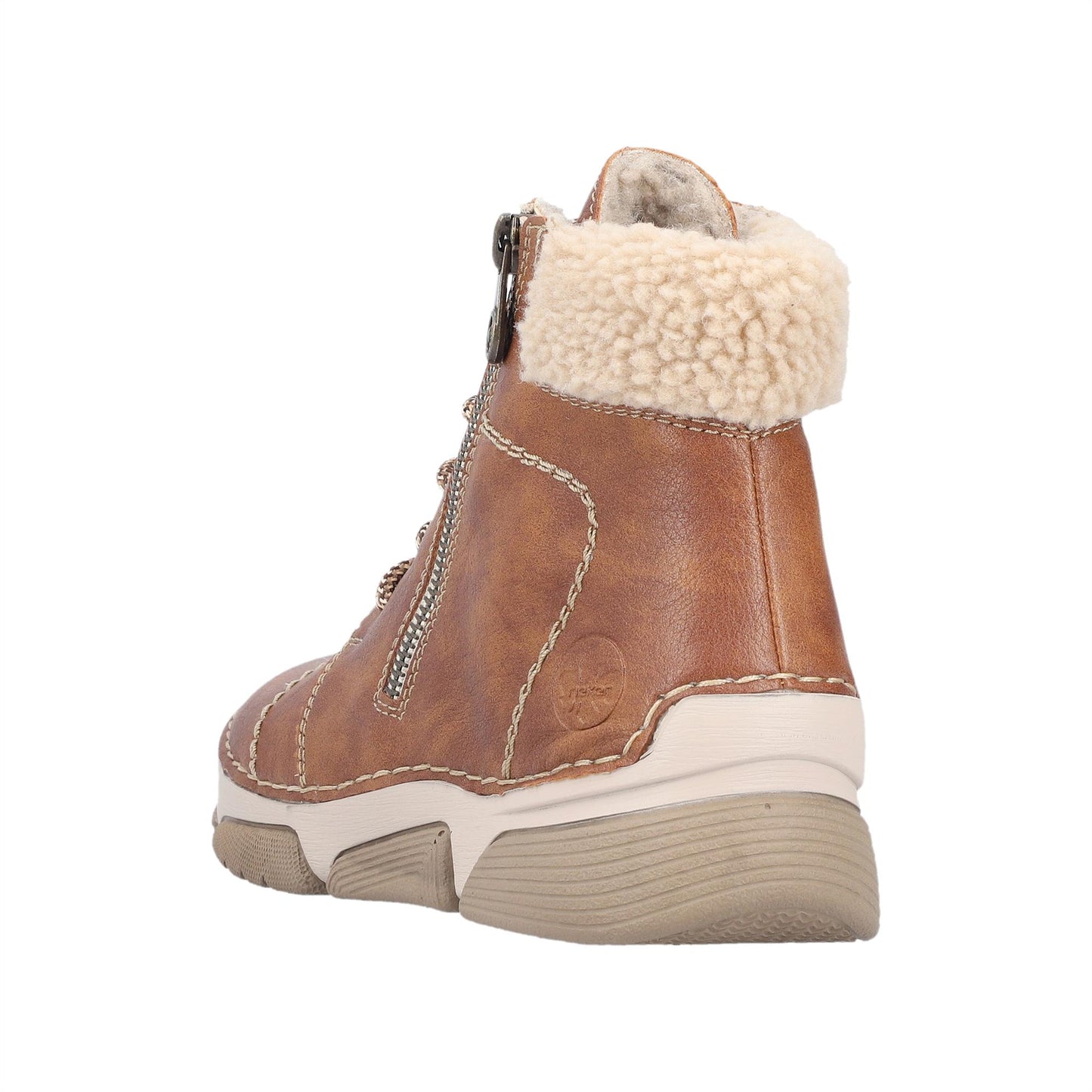 Rieker Womens 45931-24 Brown Fleece Lined Lace Up Ankle Boots