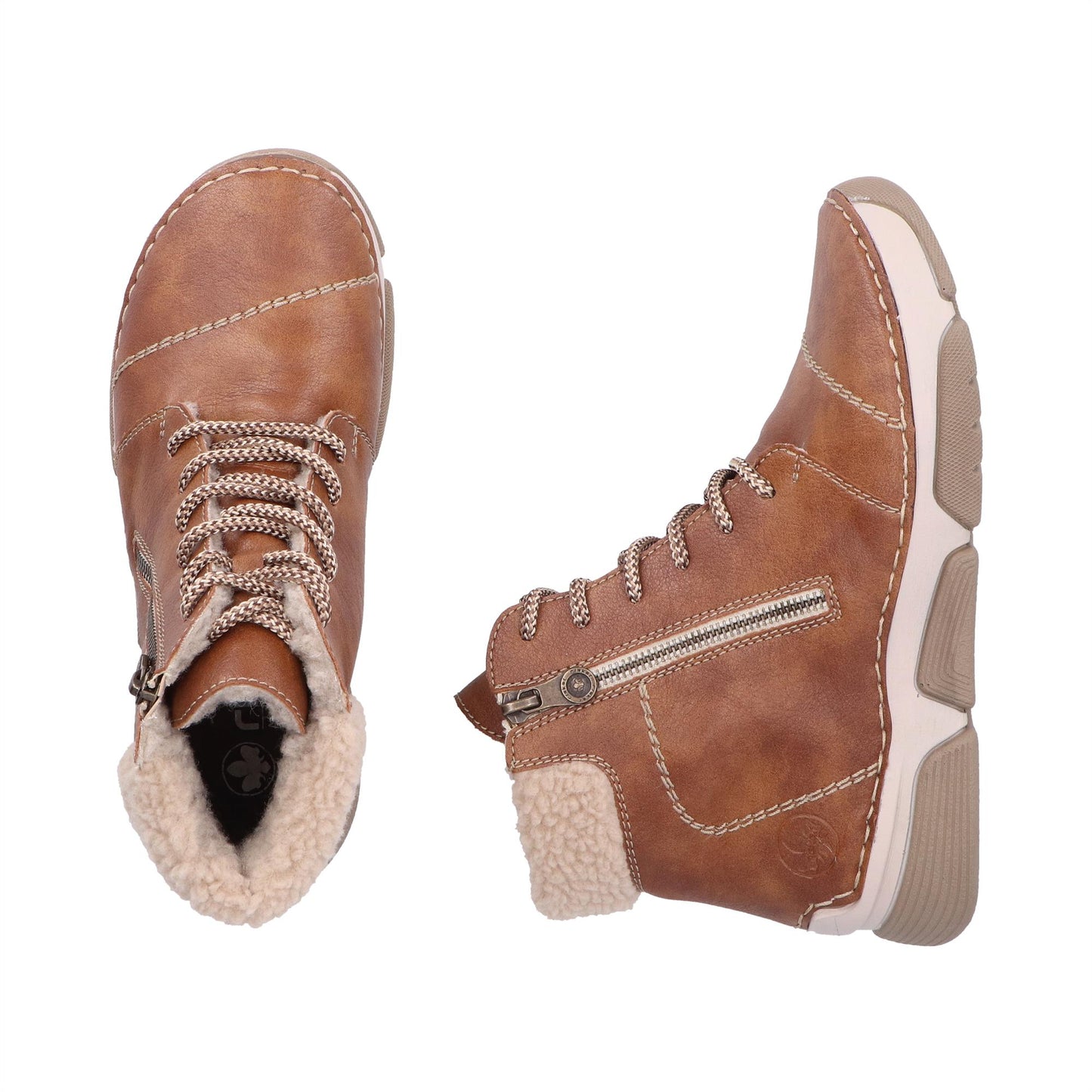 Rieker Womens 45931-24 Brown Fleece Lined Lace Up Ankle Boots