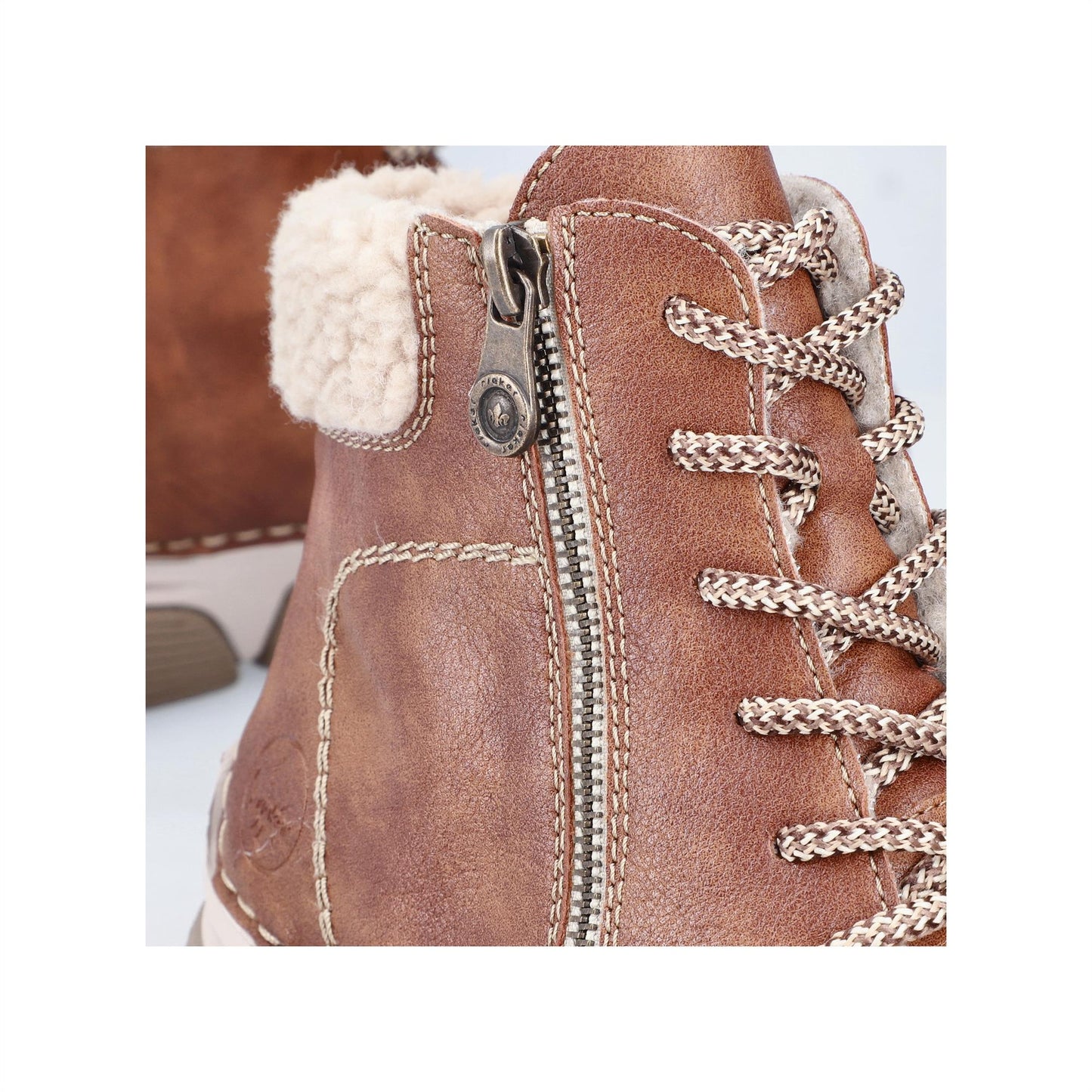 Rieker Womens 45931-24 Brown Fleece Lined Lace Up Ankle Boots