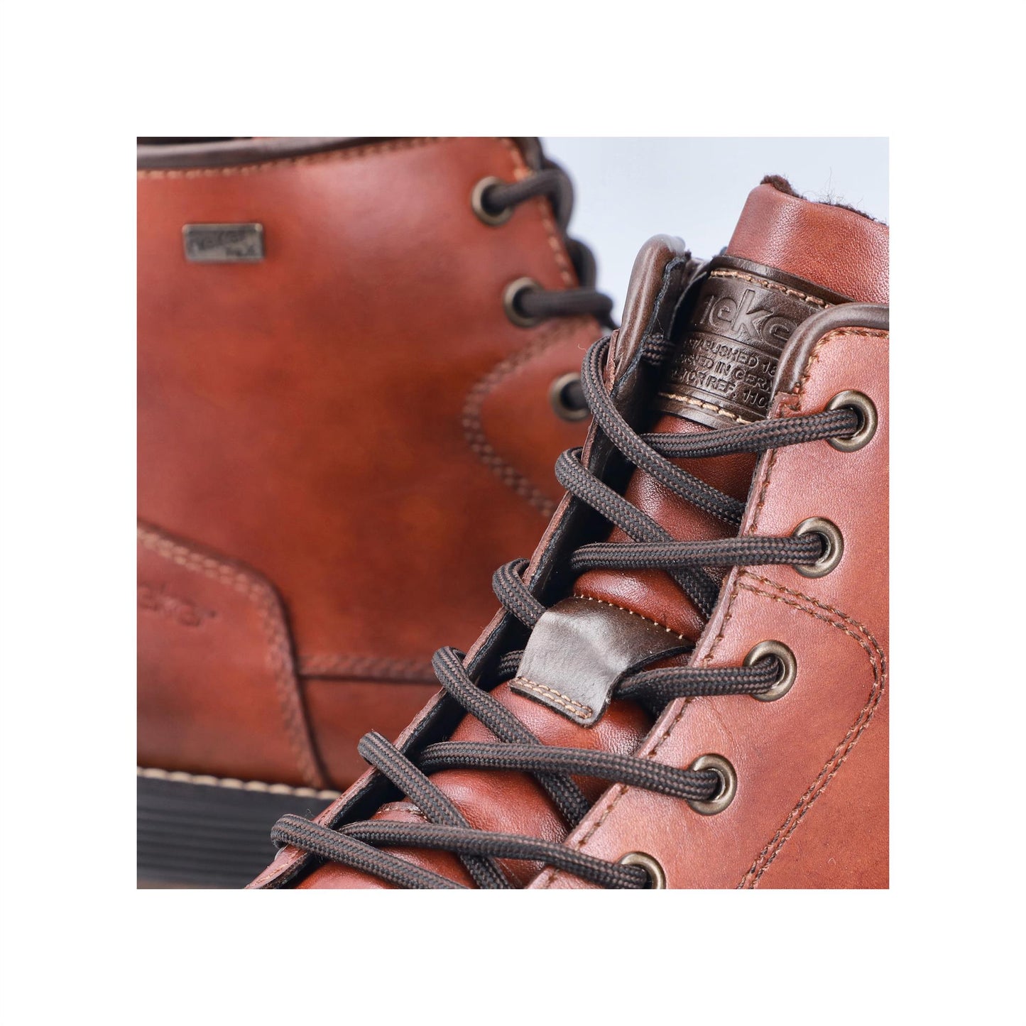 Rieker Men's F4546-24 Brown Fleece Lined Leather Ankle Boots