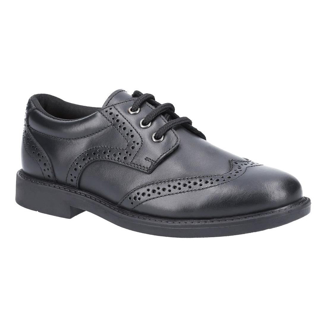 Hush Puppies Harry Black Leather School Shoes