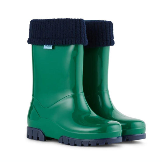 Term Rolltop M2001601 Green/Navy Removable Warm Sock Lined Wellies