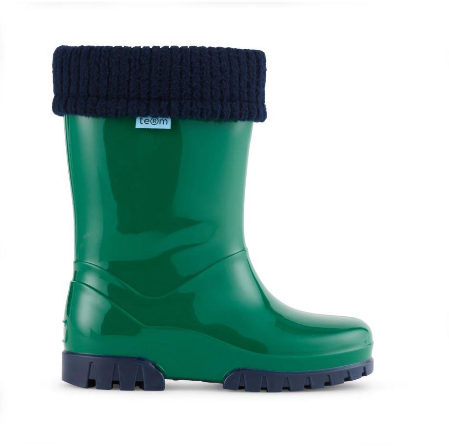 Term Rolltop M2001601 Green/Navy Removable Warm Sock Lined Wellies