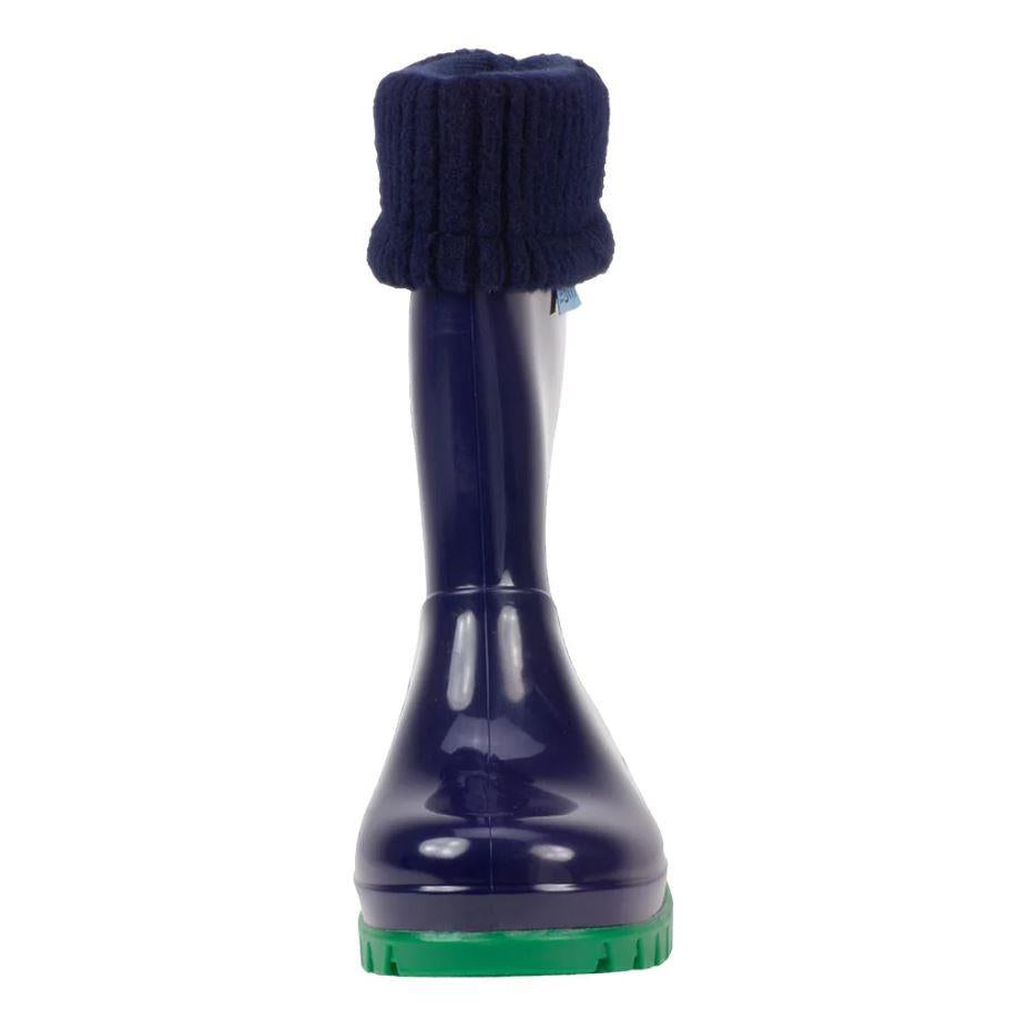 Term Rolltop M2001601 Navy/Green Removable Warm Sock Lined Wellies