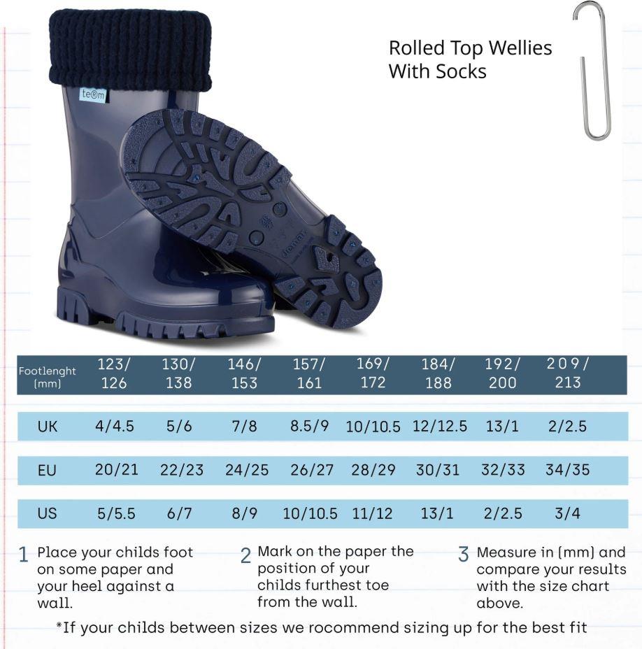 Term Rolltop M2001601 Navy/Green Removable Warm Sock Lined Wellies
