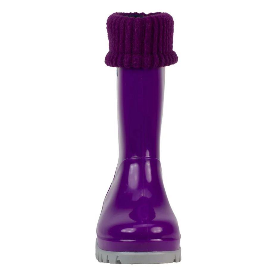 Term Rolltop M2001601 Purple/Grey Removable Warm Sock Lined Wellies