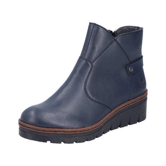 Rieker Women's X9164 Faux Leather Warm Lined Low Wedge Ankle Boots