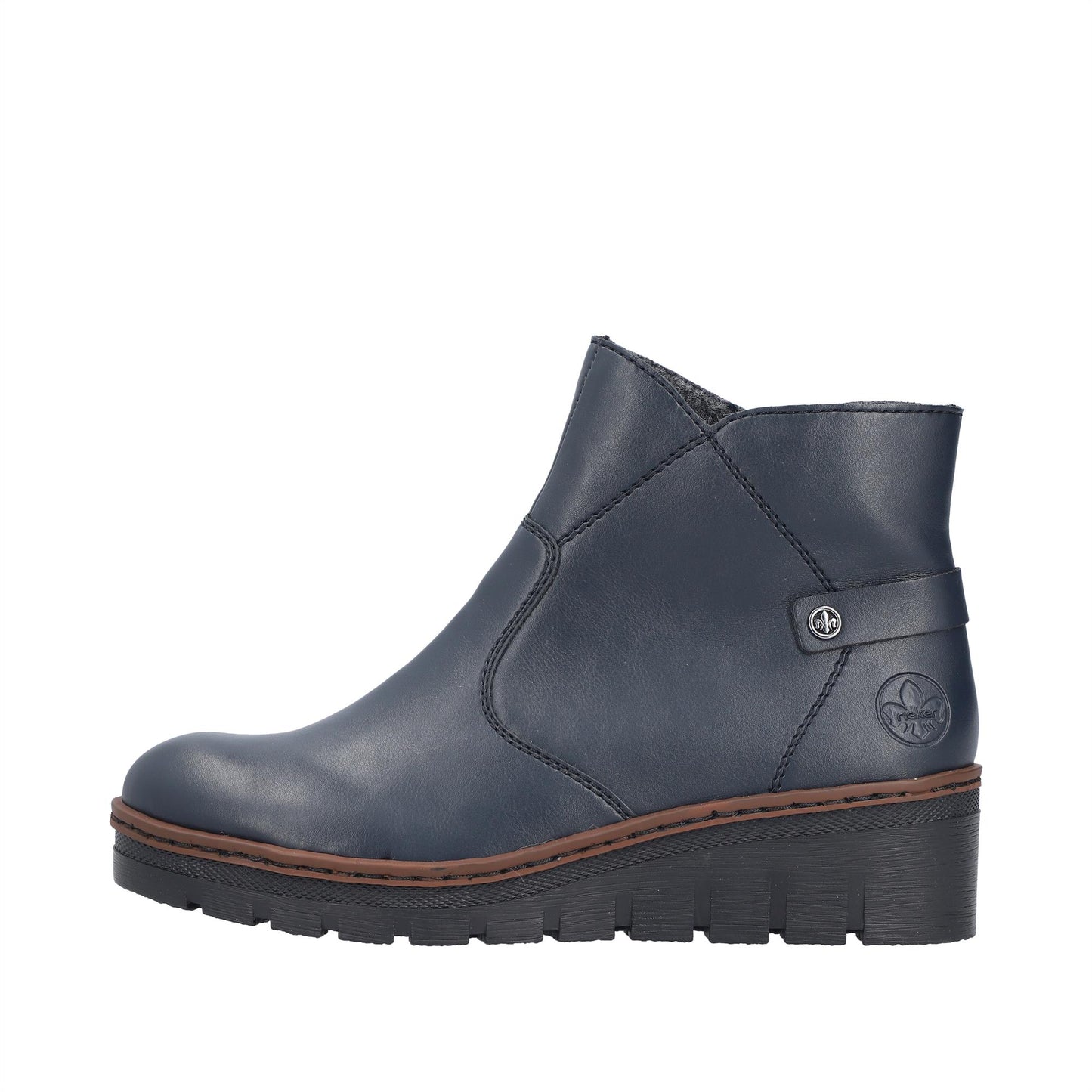 Rieker Women's X9164 Faux Leather Warm Lined Low Wedge Ankle Boots