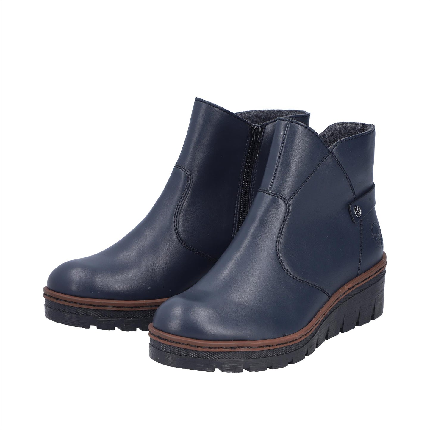 Rieker Women's X9164 Faux Leather Warm Lined Low Wedge Ankle Boots