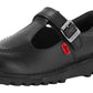 Kickers Infants Girls Kick T Vel Black Leather Adjustable School Shoes 1-17301
