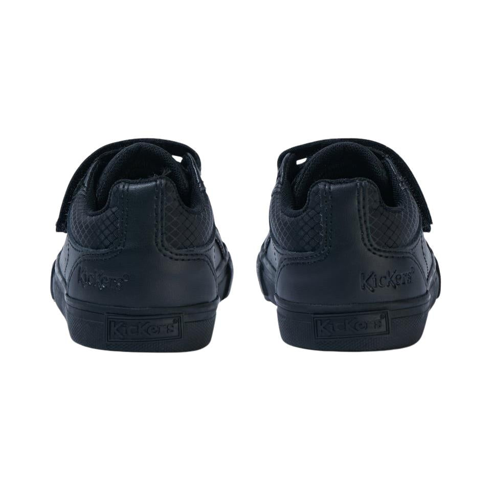 Kickers Tovni Twin Black Double Hook & Loop Leather School Shoes 1-15581