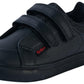 Kickers Tovni Twin Black Double Hook & Loop Leather School Shoes 1-15581