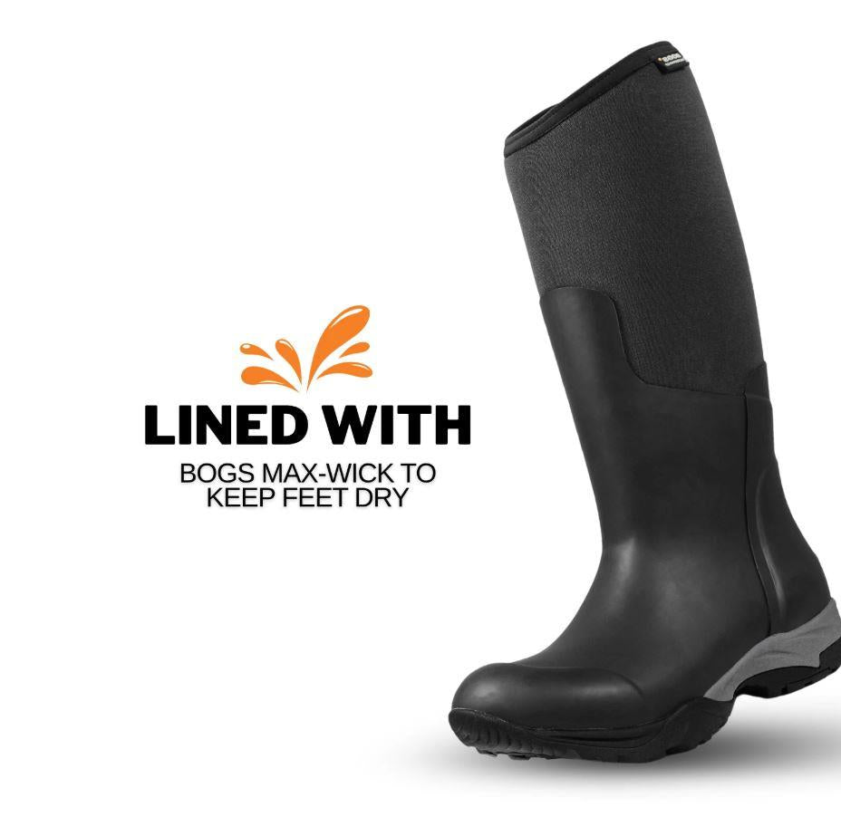 Ladies BOGS Essential Tall Solid Black Insulated Warm Wellies Boots 78583 001