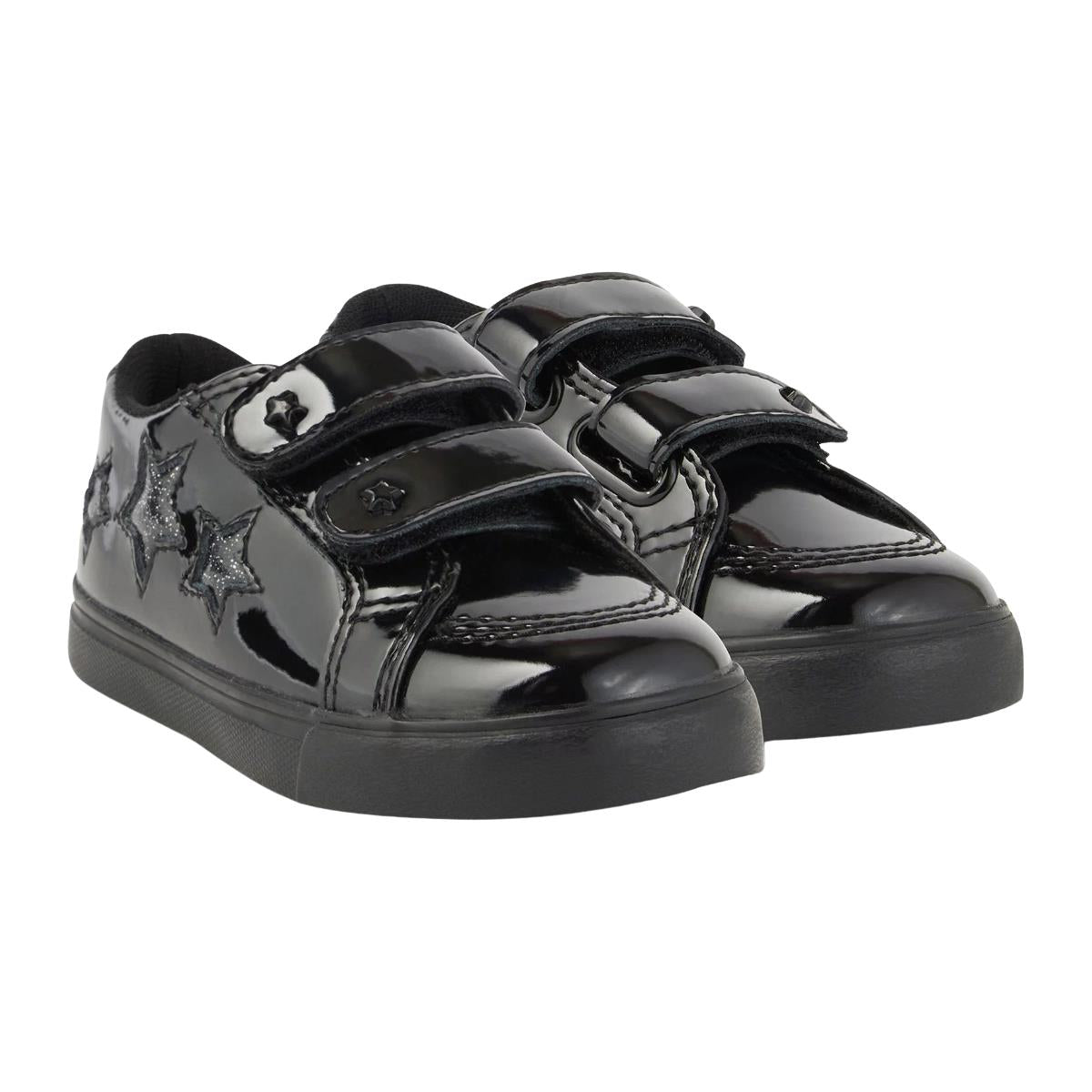 Kickers Infants Tovni Star Black Patent Leather School Shoes 1-16646