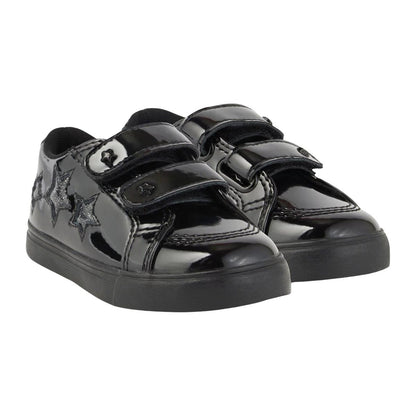 Kickers Infants Tovni Star Black Patent Leather School Shoes 1-16646