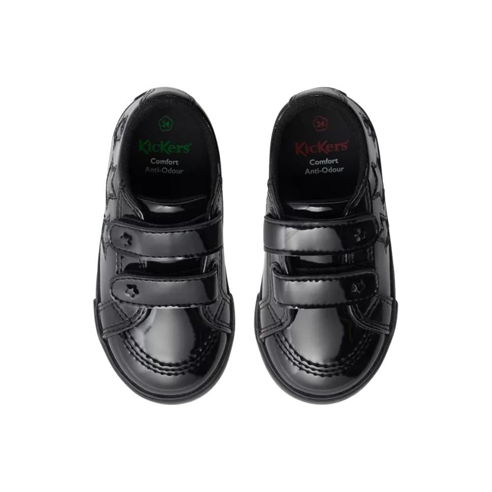 Kickers Infants Tovni Star Black Patent Leather School Shoes 1-16646