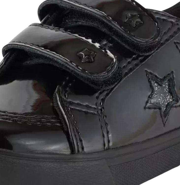 Kickers Infants Tovni Star Black Patent Leather School Shoes 1-16646