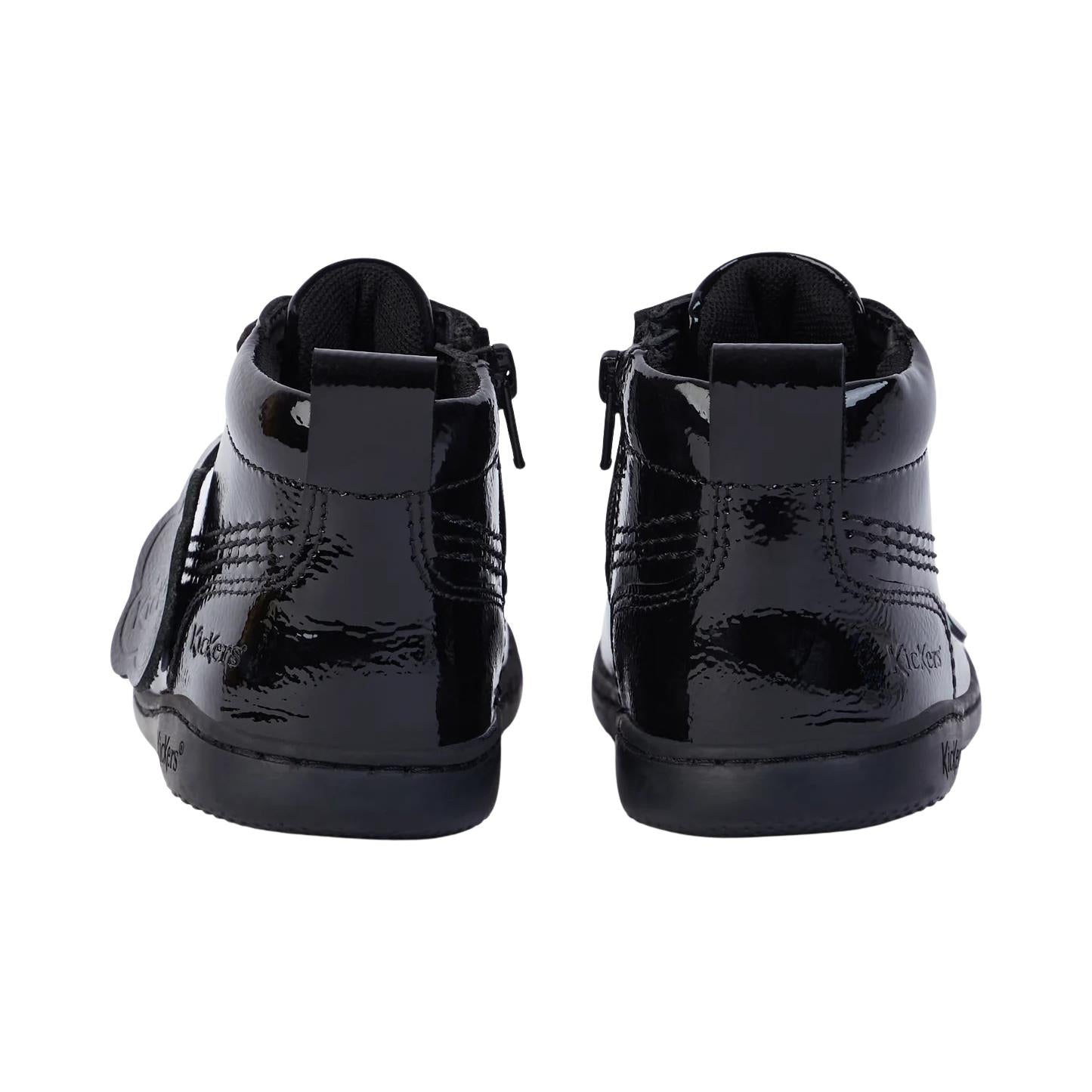 Kickers Playflex Hi Black Leather Patent Infants Shoes 1-17564
