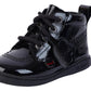Kickers Playflex Hi Black Leather Patent Infants Shoes 1-17564