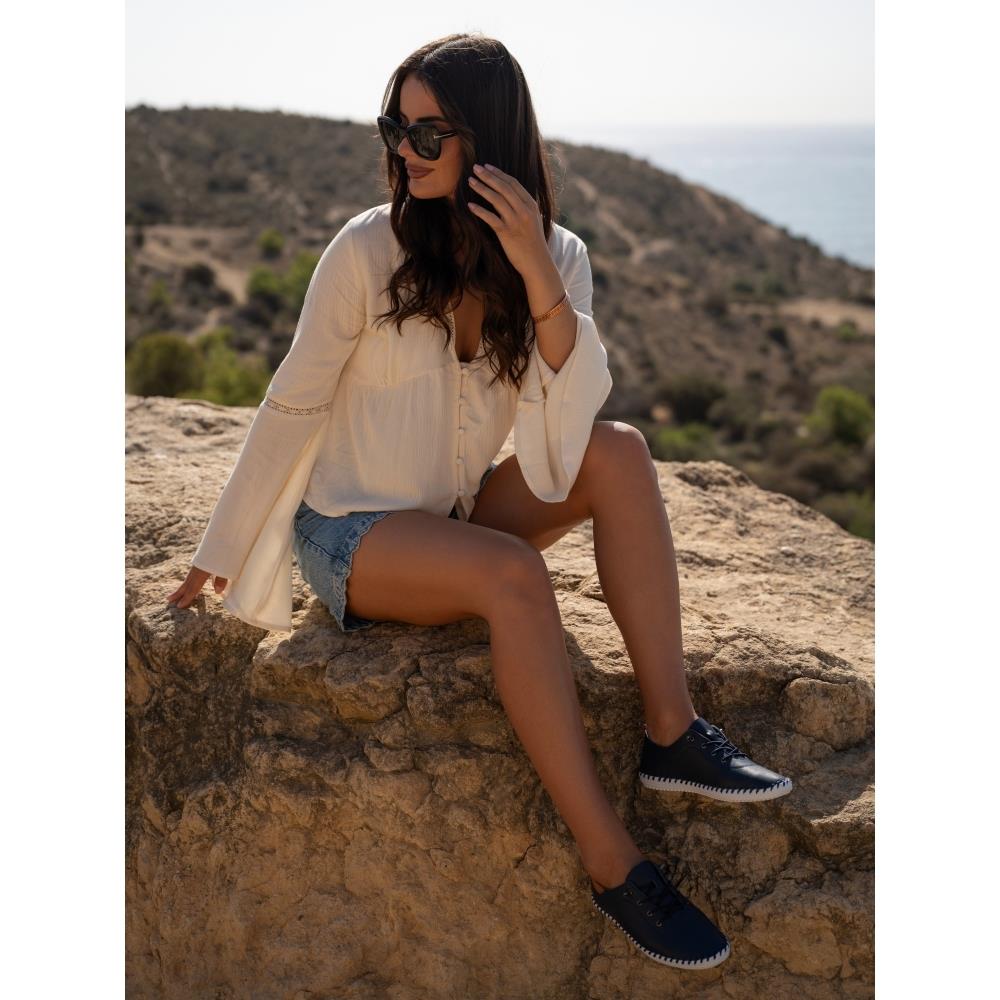 Lunar Womens St Ives Leather Plimsoll FLE030