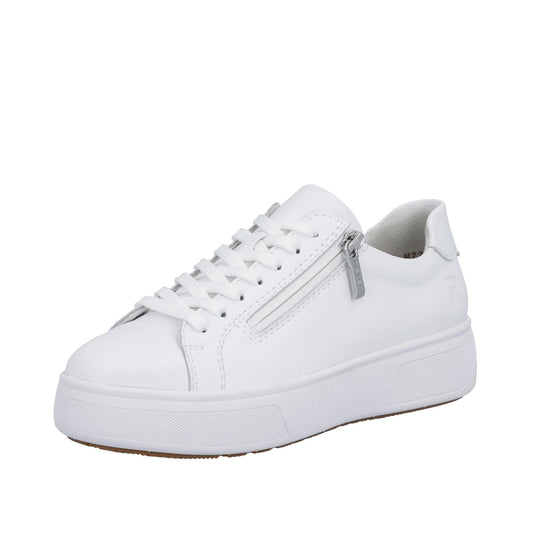 Rieker Womens White Leather Side Zip Trainers M7701-80