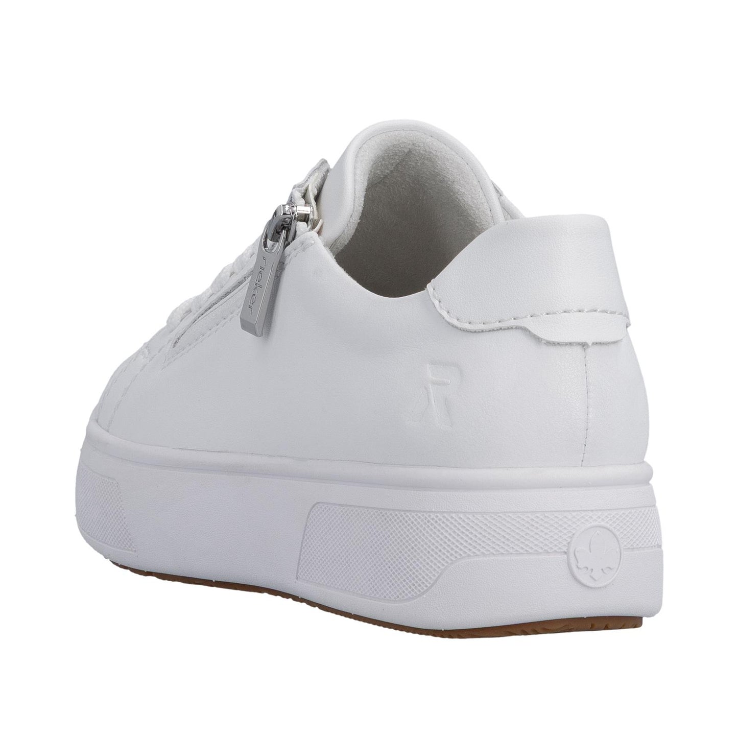 Rieker Womens White Leather Side Zip Trainers M7701-80