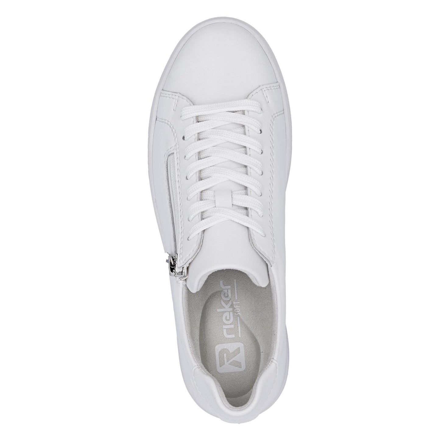 Rieker Womens White Leather Side Zip Trainers M7701-80