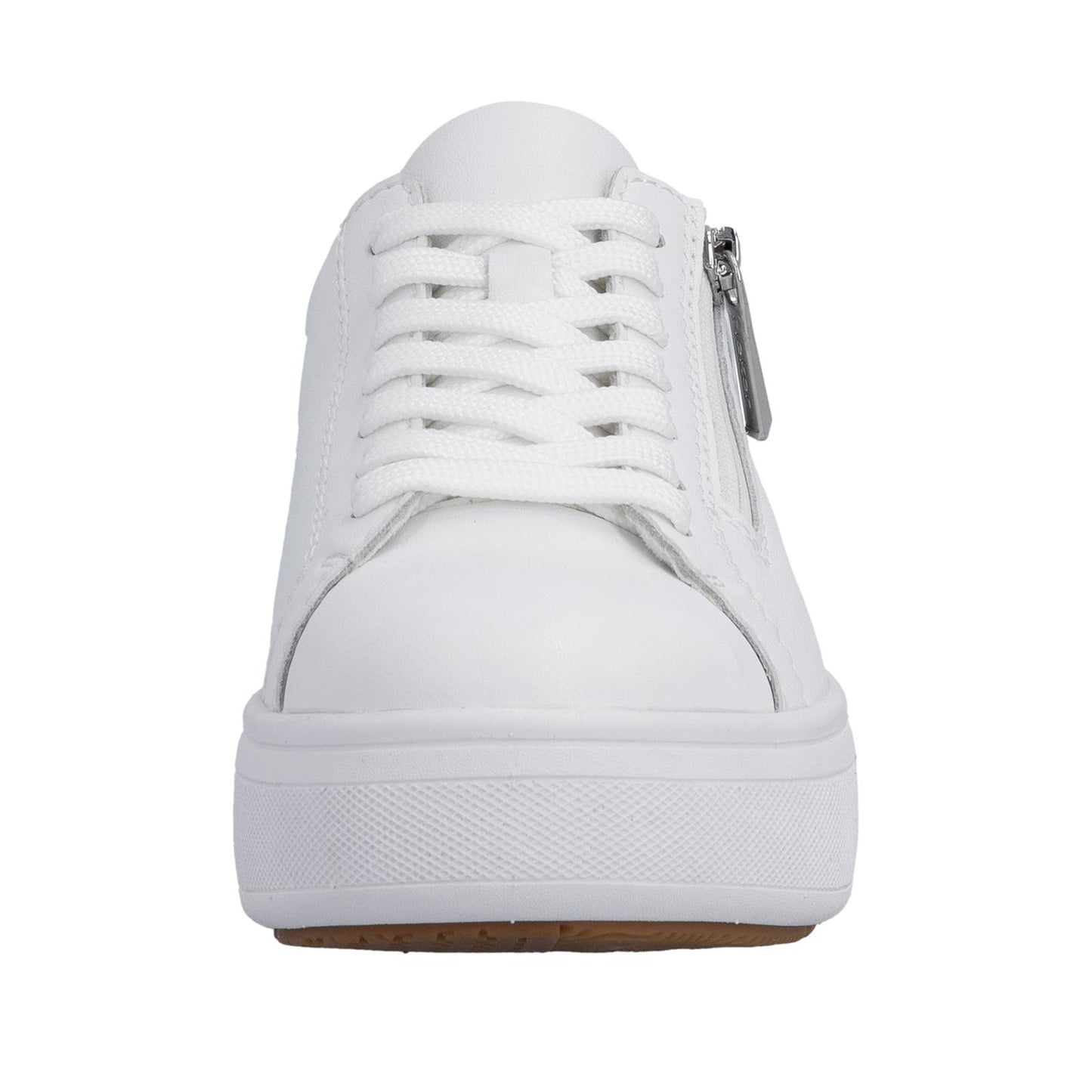 Rieker Womens White Leather Side Zip Trainers M7701-80