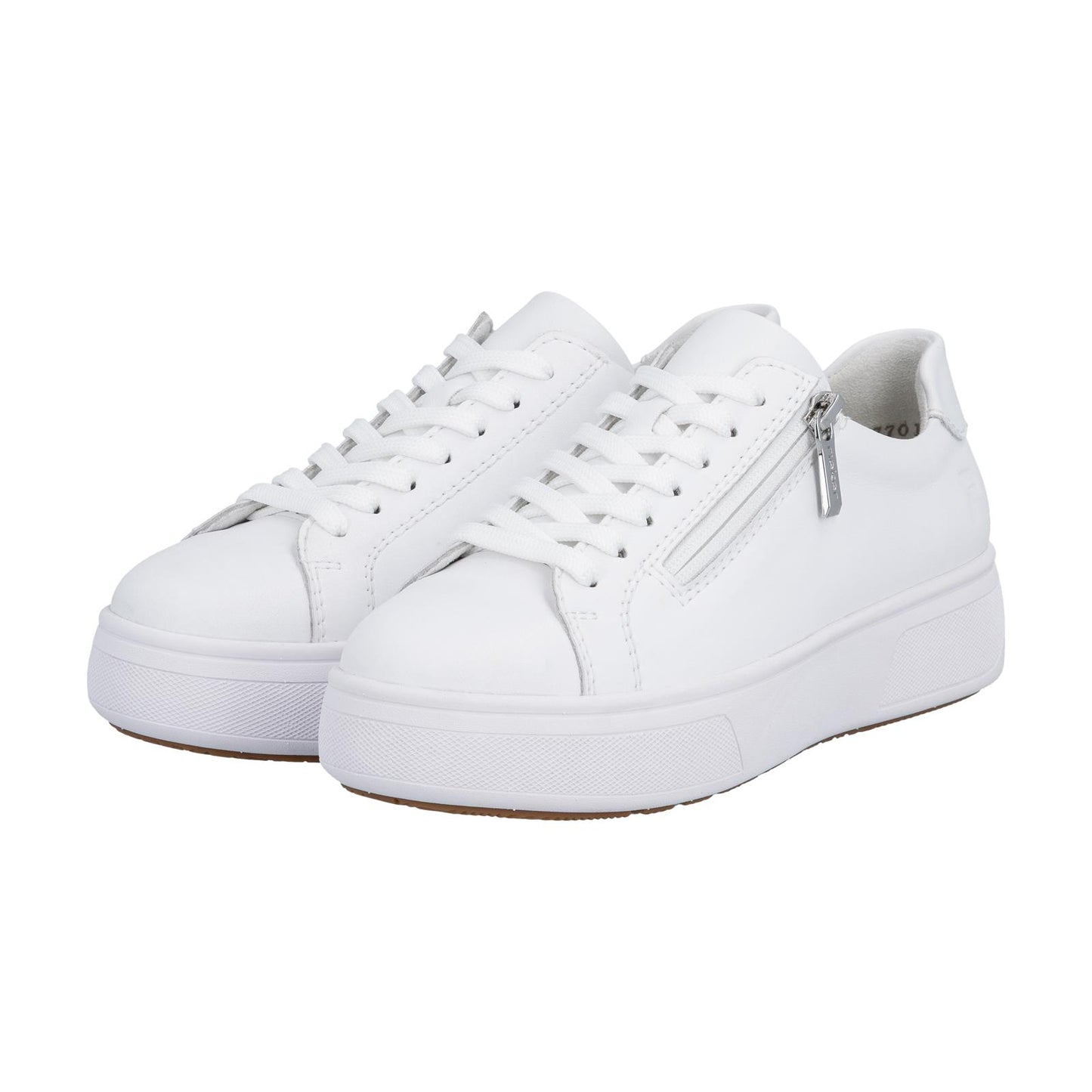 Rieker Womens White Leather Side Zip Trainers M7701-80
