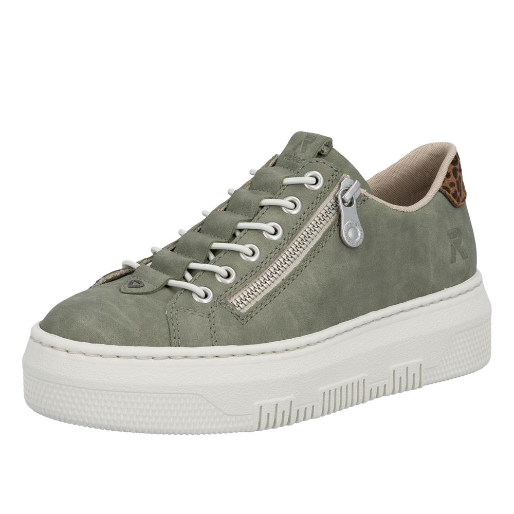 Rieker Womens Lightweight Green Leather Trainer Shoes M1952-52