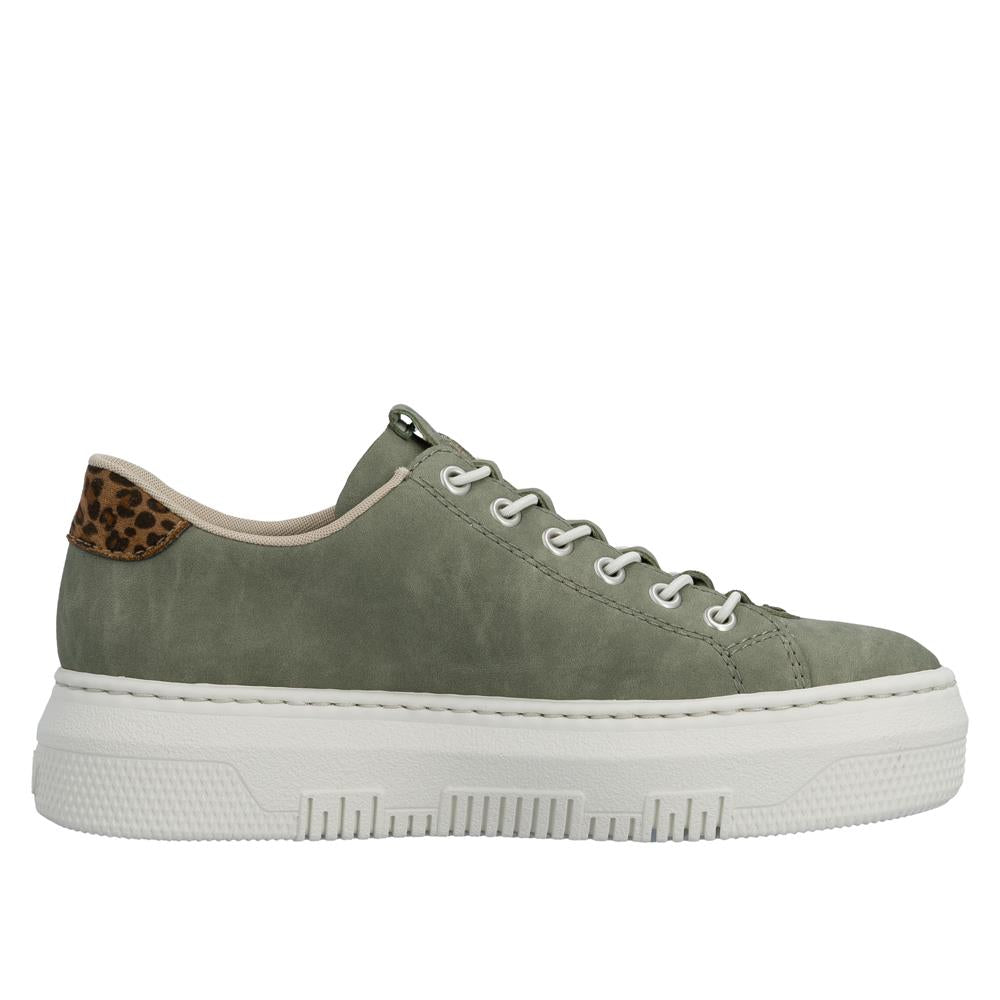 Rieker Womens Lightweight Green Leather Trainer Shoes M1952-52
