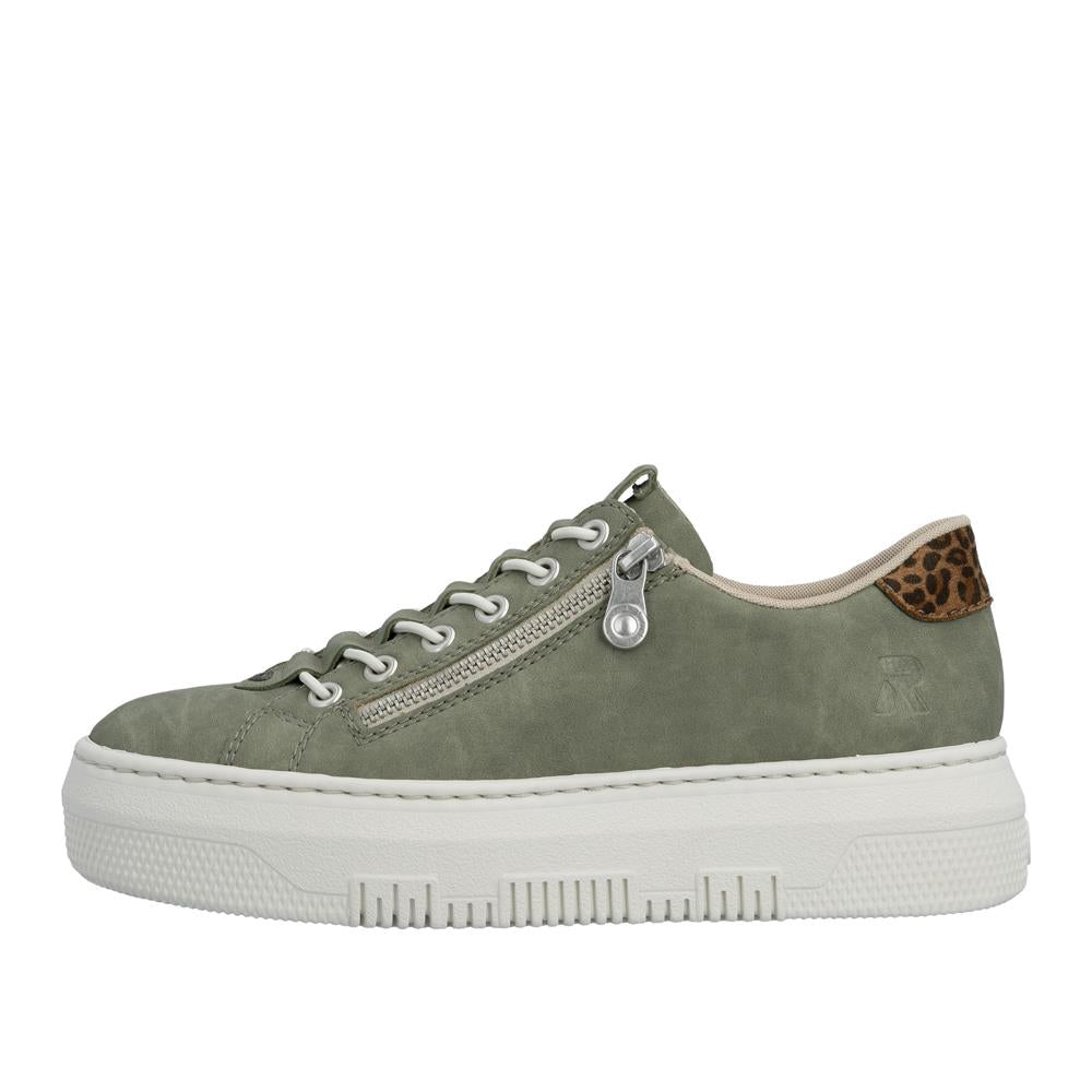Rieker Womens Lightweight Green Leather Trainer Shoes M1952-52