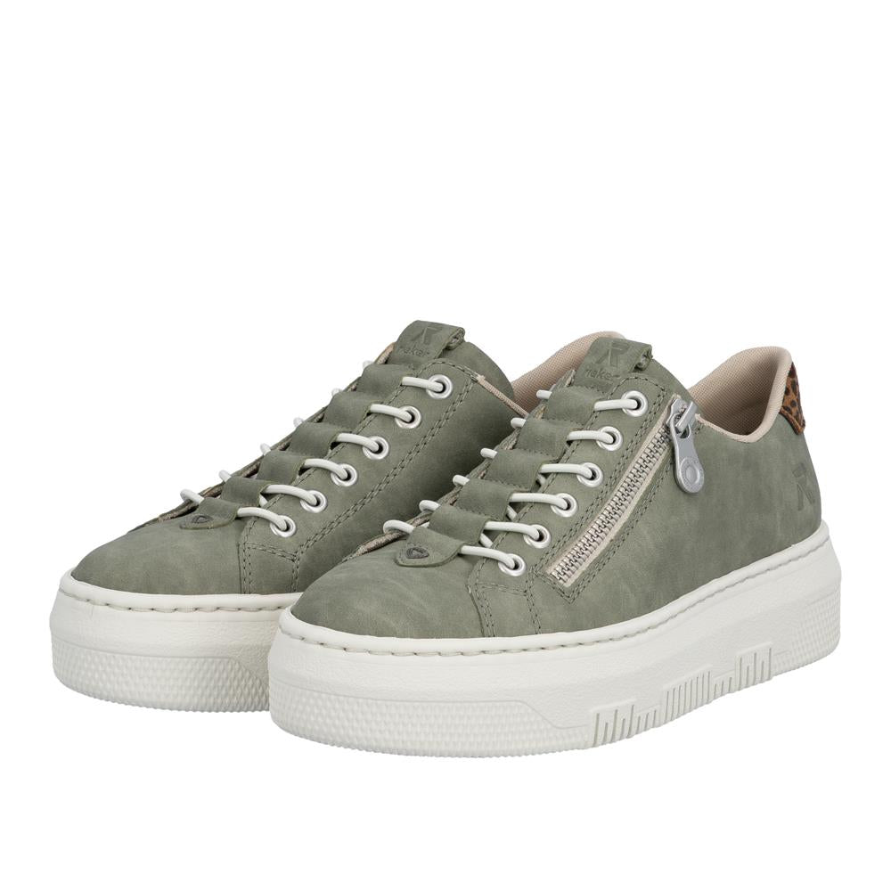 Rieker Womens Lightweight Green Leather Trainer Shoes M1952-52