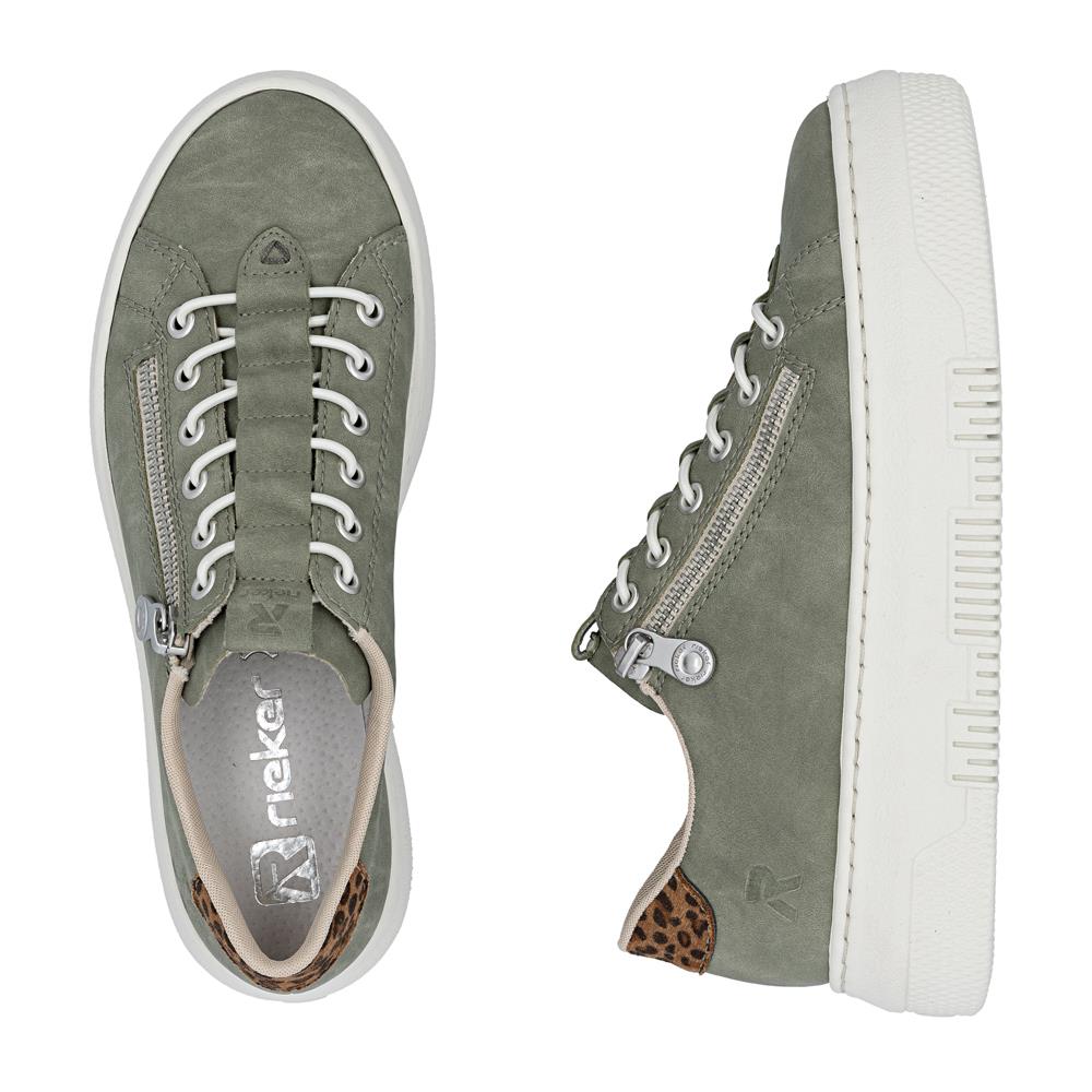 Rieker Womens Lightweight Green Leather Trainer Shoes M1952-52