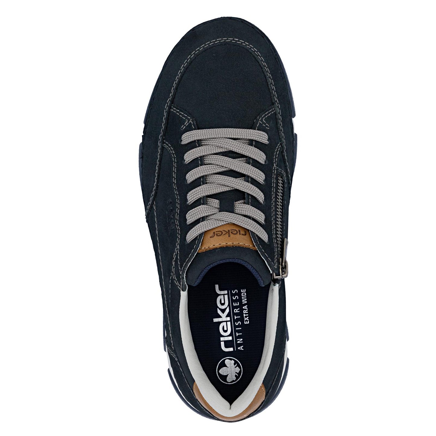 Rieker 15900 Mens Size Zip Casual Trainer Shoes Blue Brown
