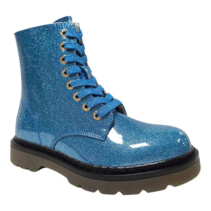 Heavenly Feet Justina 2 Blue Glitter Vegan Ankle Boots