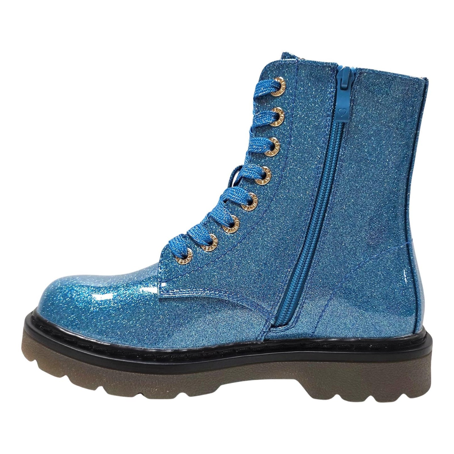 Heavenly Feet Justina 2 Blue Glitter Vegan Ankle Boots