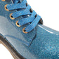 Heavenly Feet Justina 2 Blue Glitter Vegan Ankle Boots
