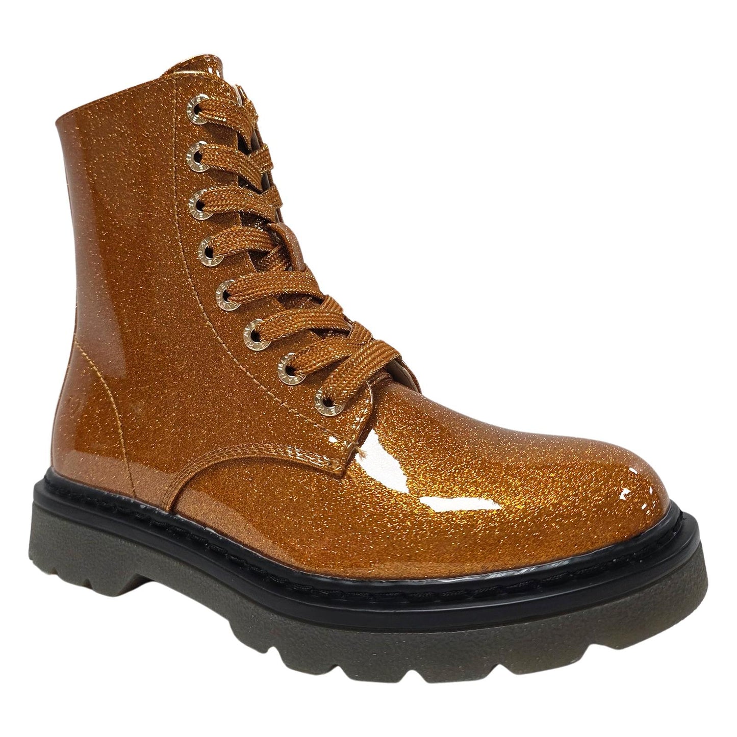 Heavenly Feet Justina 2 Orange Glitter Vegan Ankle Boots