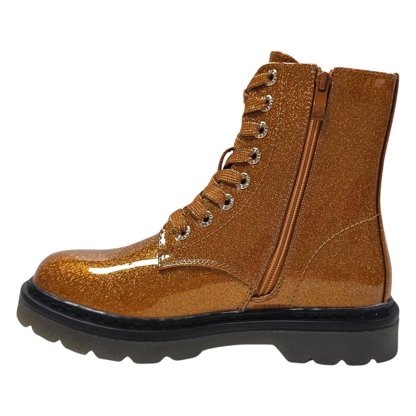 Heavenly Feet Justina 2 Orange Glitter Vegan Ankle Boots