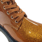 Heavenly Feet Justina 2 Orange Glitter Vegan Ankle Boots