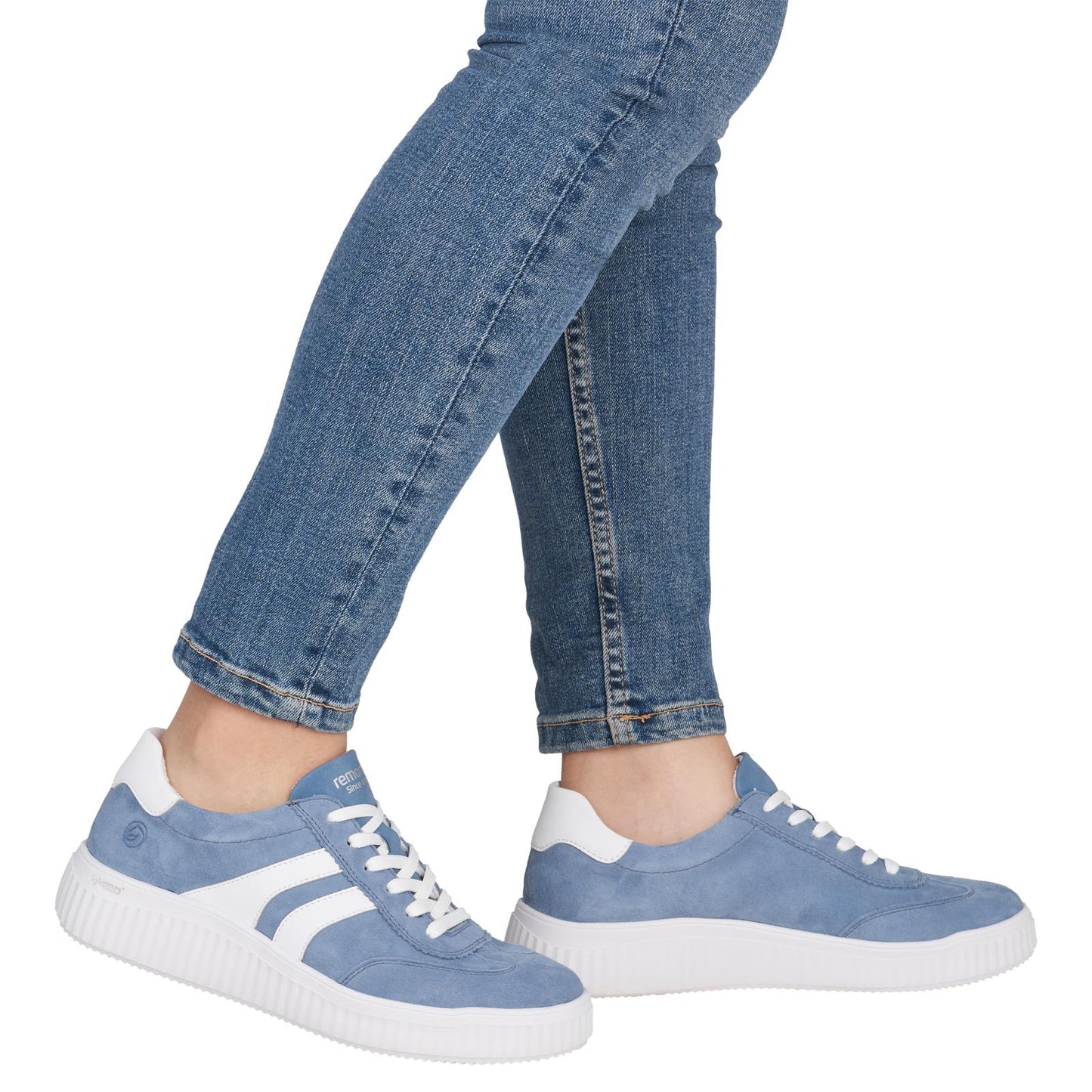 Remonte Womens Blue Suede Trainer Shoes D3E00-14