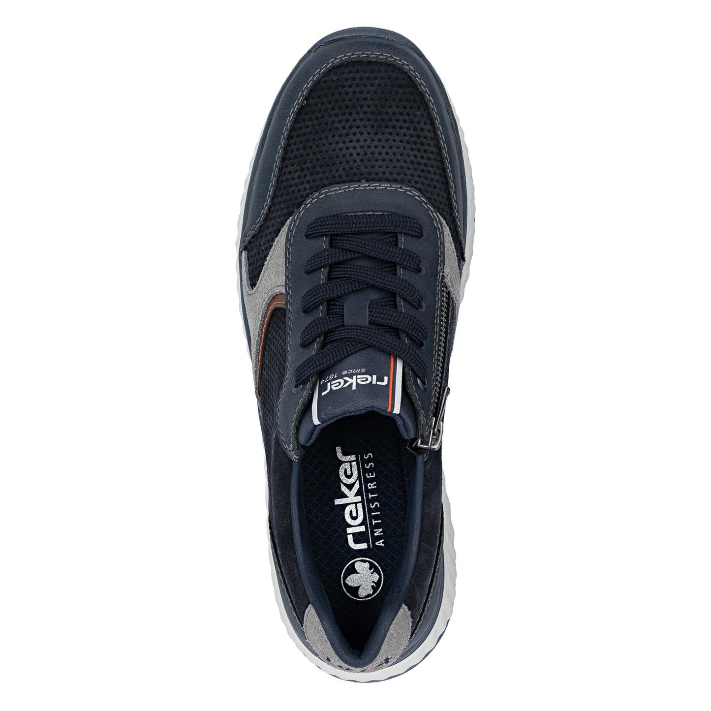 Rieker Mens Casual Trainers Shoes Blue Brown B0606